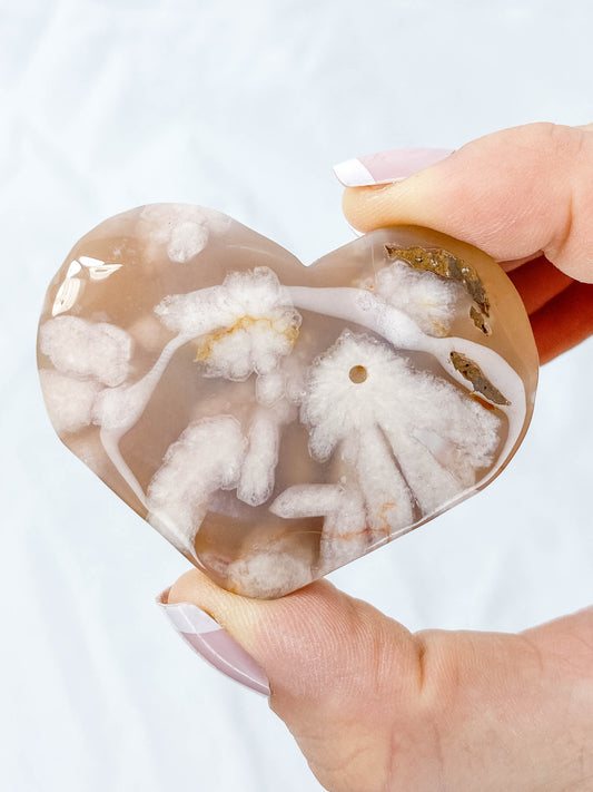 Flower Agate Heart | Large