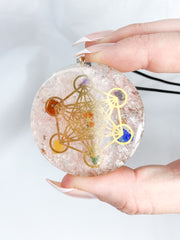 Rose Quartz Merkaba Orgonite Pendant Black Cord