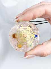 Rose Quartz Merkaba Orgonite Pendant Black Cord