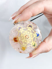 Rose Quartz Merkaba Orgonite Pendant Black Cord