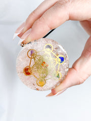 Rose Quartz Merkaba Orgonite Pendant Black Cord