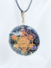 Black Tourmaline Merkaba Orgonite Pendant Black Cord