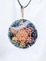 Black Tourmaline Merkaba Orgonite Pendant Black Cord