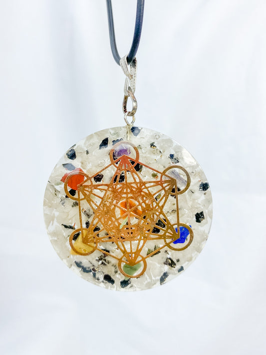 Moonstone Merkaba Orgonite Pendant Black Cord