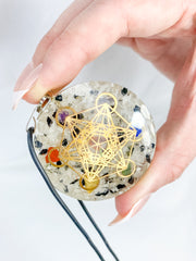 Moonstone Merkaba Orgonite Pendant Black Cord