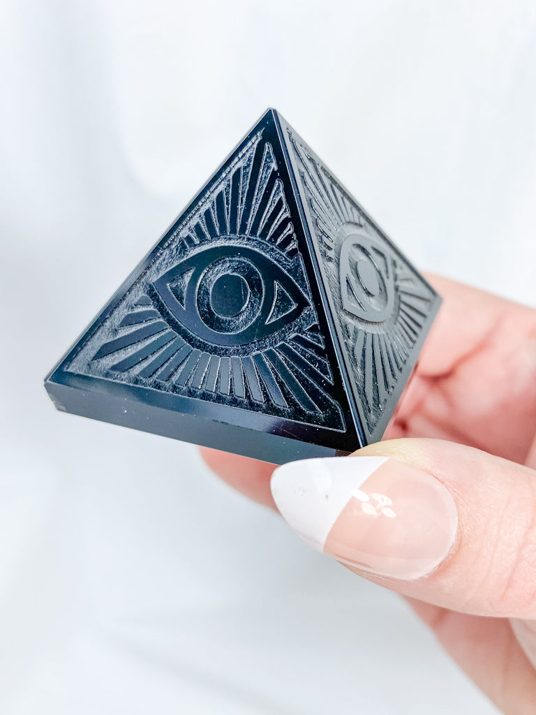 Black Obsidian All Seeing Eye Pyramid | Medium