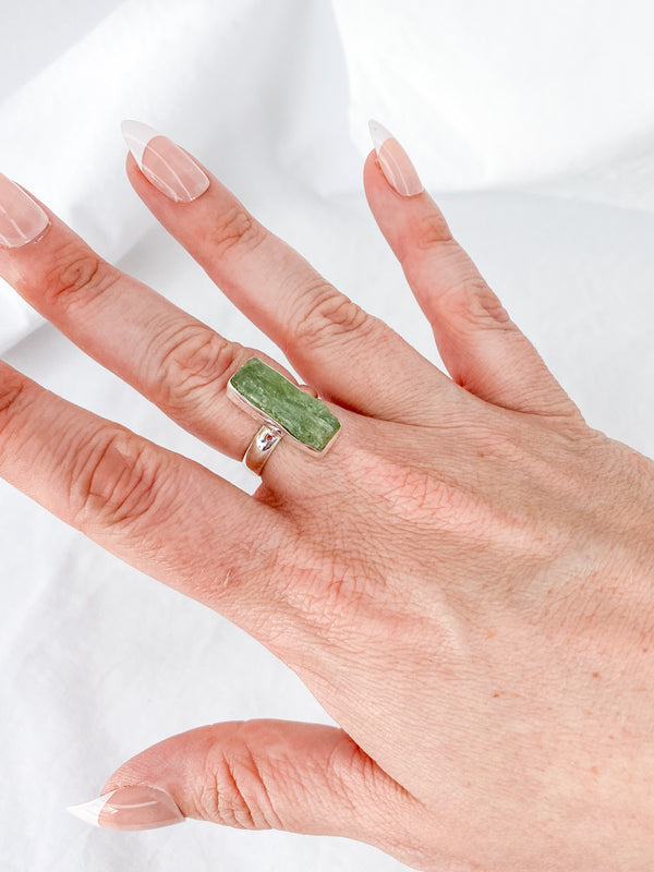 Green Kyanite Sterling Silver Ring