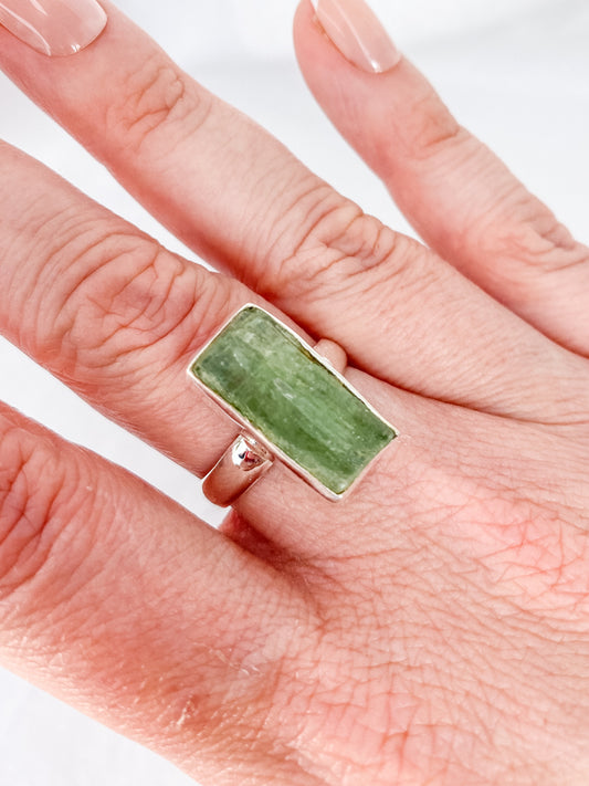 Green Kyanite Sterling Silver Ring
