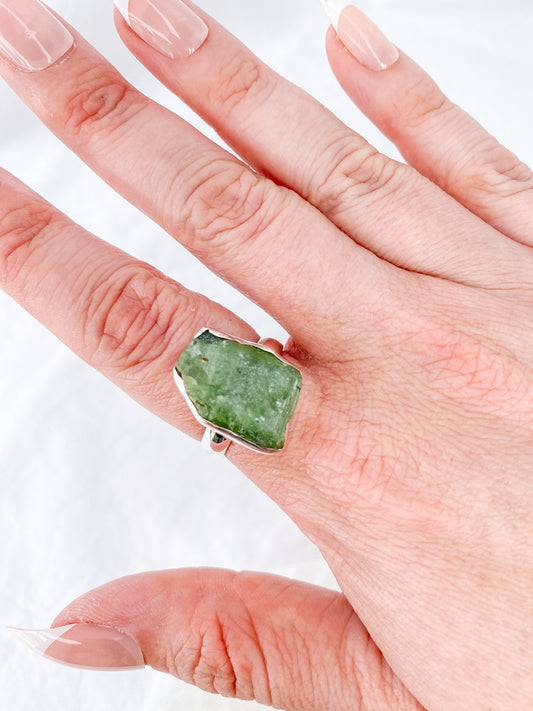 Green Kyanite Sterling Silver Ring