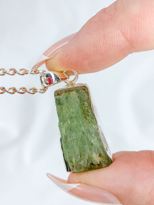 Green Kyanite Sterling Silver Pendant