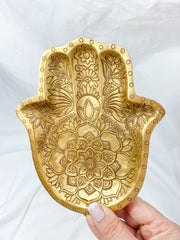 Hamsa Wooden Dish | Gold