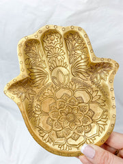 Hamsa Wooden Dish | Gold