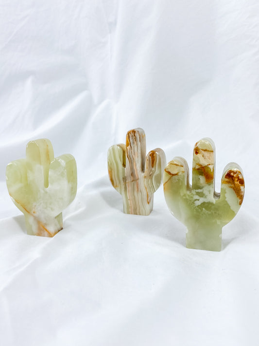 Green Onyx Cactus Carving | Medium
