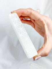Selenite Seed of Life Natural Wand | Small