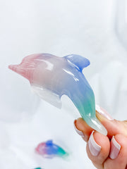 Tropical Onyx Dolphin Carving