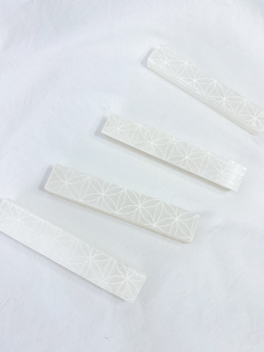 Selenite Seed of Life Natural Wand | Small
