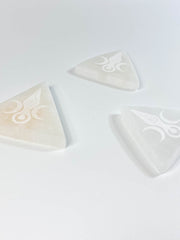 Selenite Triple Goddess Pyramid Plate | Medium