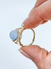Angelite Gold Plated Ring Wire Wrapped