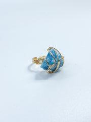 Apatite Gold Plated Ring Wire Wrapped