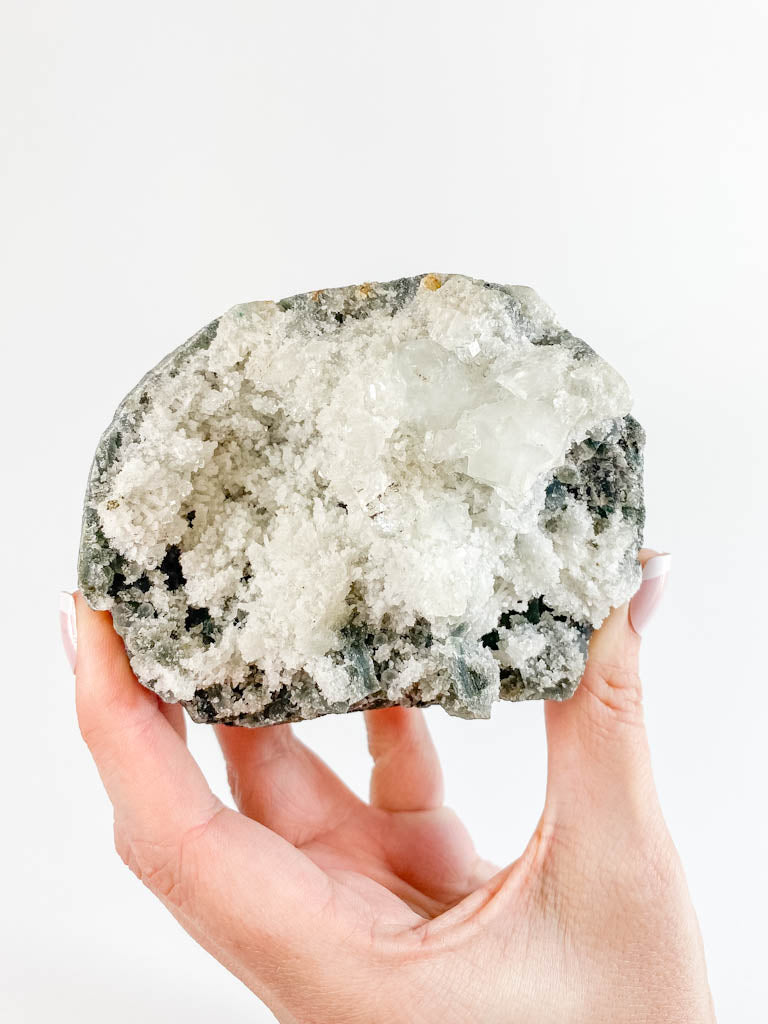 Apophyllite and White Chalcedony Cluster 605g