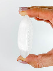 Selenite Palm Stone Seed of Life | Medium
