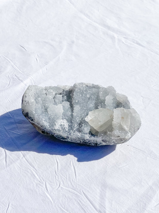 Chalcedony Cluster with Calcite inclusion 700g