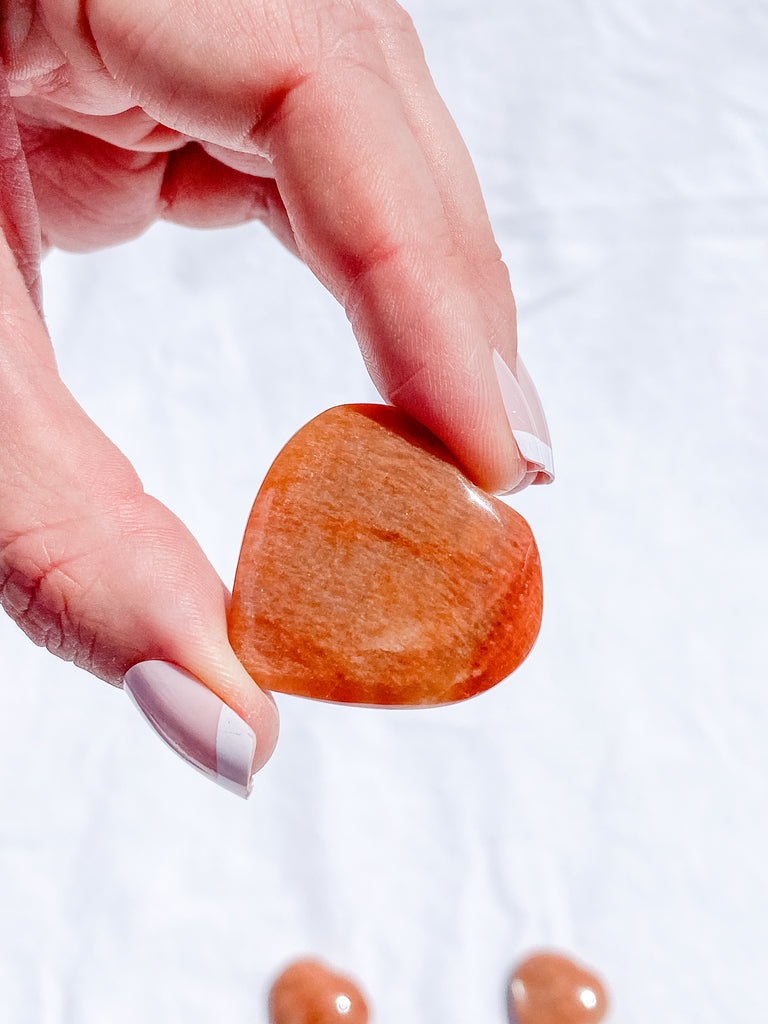 Peach MoonStone Heart | Extra Small