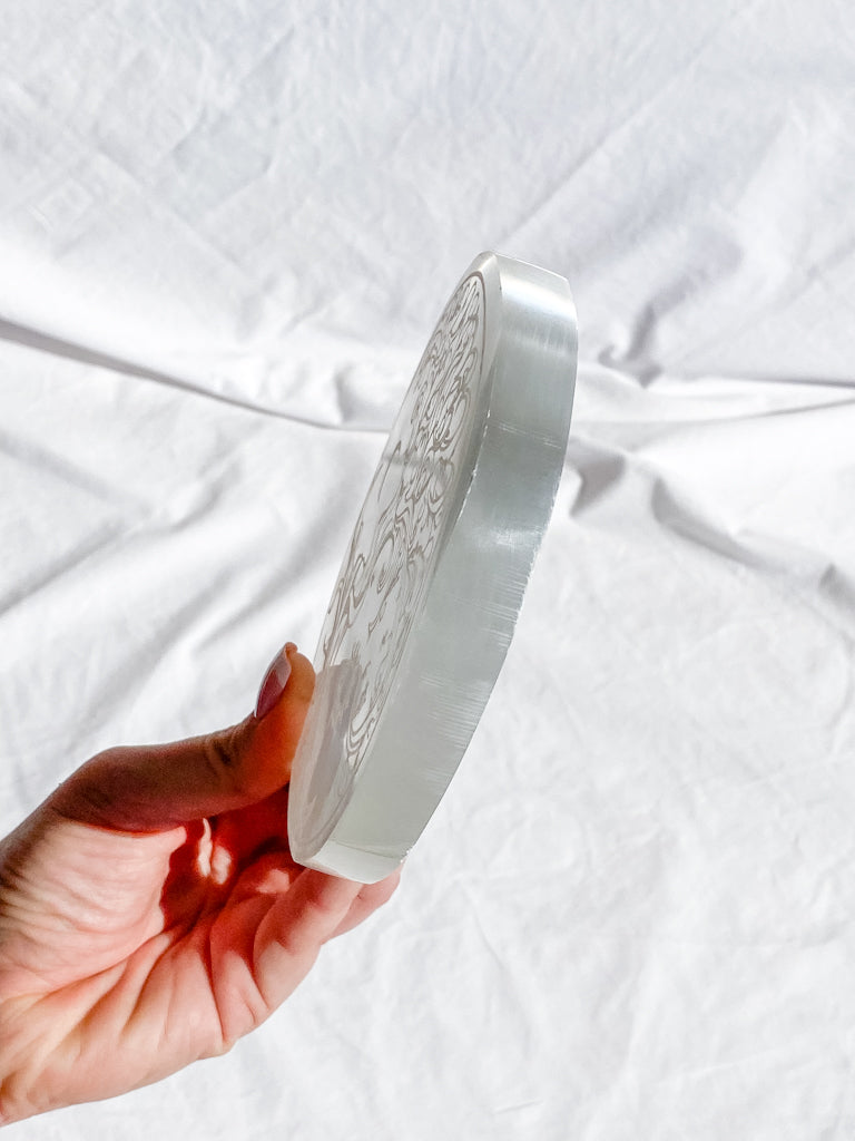 Selenite Enchanted Tree Plate | Full Moon