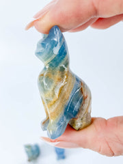 Blue Onyx Cat Carving