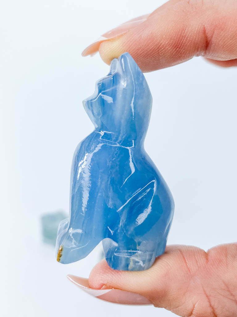 Blue Onyx Cat Carving