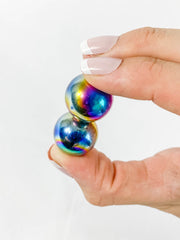 Magnetic Hematite Rainbow Sphere Pair | Mini