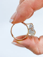 Aquamarine Gold Plated Ring Wire Wrapped