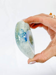 Blue Dyed Agate with Quartz and Druzy Heart 202g