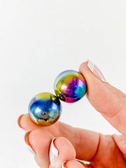 Magnetic Hematite Rainbow Sphere Pair | Mini