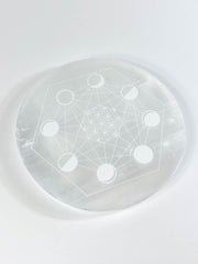 Selenite Seed of Life Grid Plate Full Moon | Large