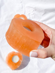 Orange Selenite Heart Natural Candle Base