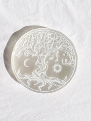 Selenite Enchanted Tree Plate | Full Moon