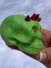 “Candles n Dreams” Coconut Vanilla and Lime Skull Candle Green