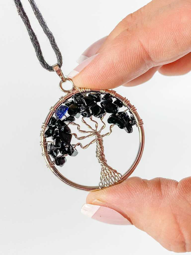 Tree of Life Pendant Black Obsidian