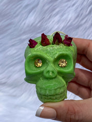 “Candles n Dreams” Coconut Vanilla and Lime Skull Candle Green