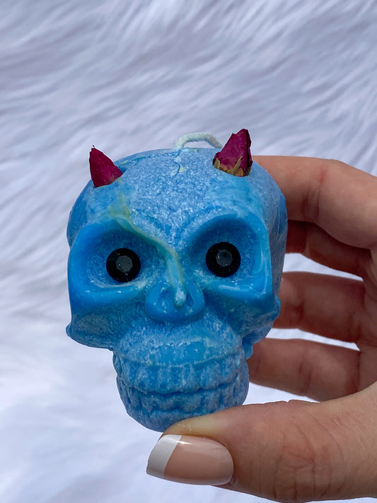 “Candles n Dreams” Sea Salt Skull Candle Blue