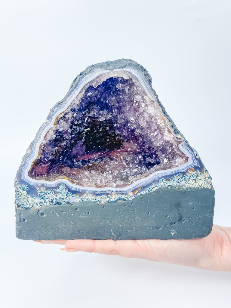 Amethyst Pink Purple Druzy and Agate Geode Statement Piece “Faery Cave” 3.3kg