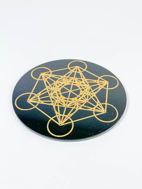 Metatron Cube Sacred Geometry Grid Disc | Black Acrylic