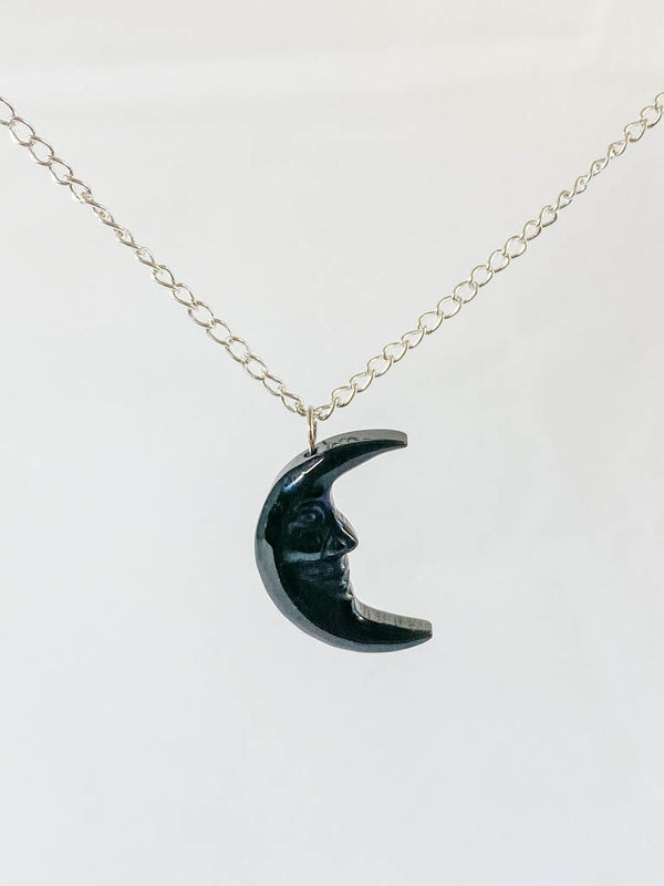 Black Obsidian New Moon Pendant