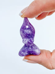 Lepidolite | Prayer Pose Feminine Yoga Carving