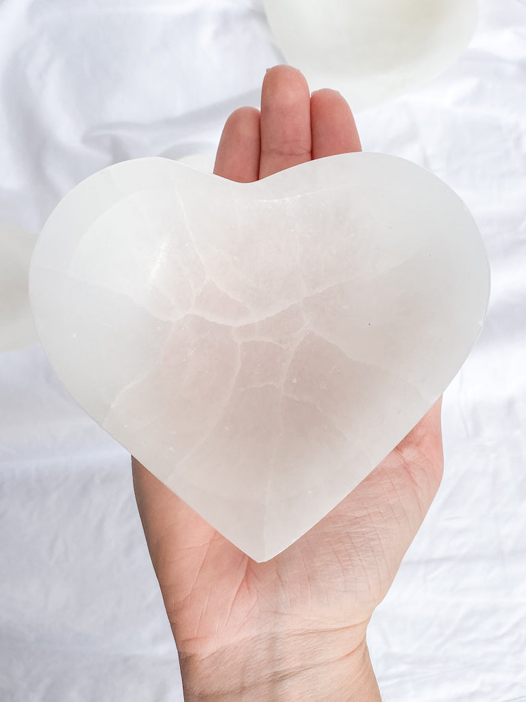 Selenite Heart Cleansing Bowl | X Large