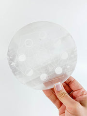 Selenite Seed of Life Grid Plate Full Moon | Large