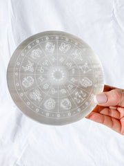 Selenite Astrology Plate Full Moon | Large