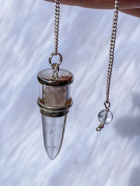 Clear Quartz and Rose Quartz Pendulum