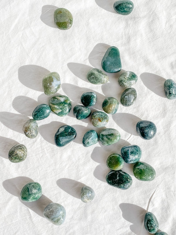 Green Moss Agate Tumbles | Small